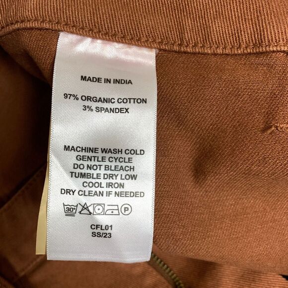 NWT Quince Crop Pants Women's 32 Rust‎ Organic Cotton Stretch Wide-Leg High Rise - Picture 8 of 16